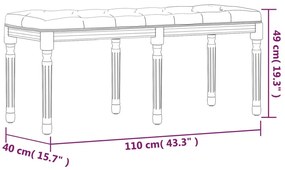 Banco 110x40x49 cm veludo cinzento-claro