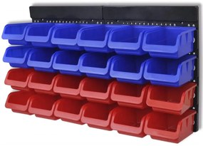 Organizador ferramentas montado na parede, 2 pçs, vermelho &amp; azul