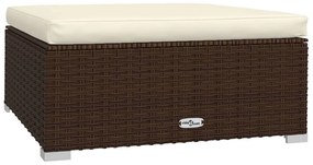 11 pcs conjunto lounge de jardim c/ almofadões vime PE castanho