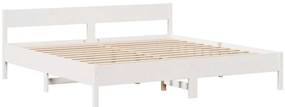 Cama sem colchão 200x200 cm madeira de pinho maciça branco