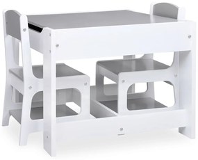 Mesa infantil com duas cadeiras MDF branco
