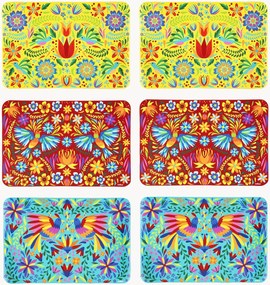 Individuais de mesa Mexican Flowers, conjunto de 6