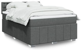 vidaXL Cama com molas/colchão 160x200 cm tecido cinzento-escuro