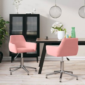 vidaXL Cadeiras de jantar giratórias 2 pcs veludo rosa