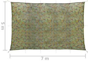 Rede de camuflagem com saco de armazenamento 5x7 m verde