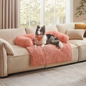 Cama para cães XL de pelúcia 110 x 95 x 18 cm cor-de-rosa