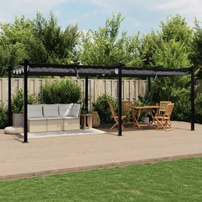 Gazebo de jardim com teto retrátil 3x6 m alumínio antracite