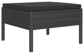 6 pcs conjunto lounge de jardim c/ almofadões vime PE preto