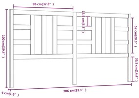 Cabeceira de cama 206x4x100 cm pinho maciço branco