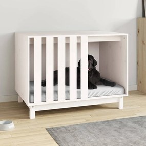 Casota para cães 90x60x67 cm madeira de pinho maciça branco