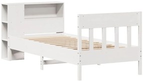 Cama com estante sem colchão 75x190 cm pinho maciço branco