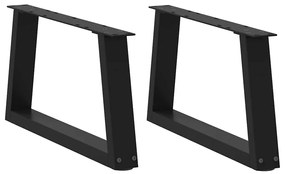 Pés para mesa de centro em V, 2 peças, preto, 60x(30-31,3) cm, aço