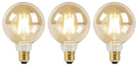 Conjunto de 3 lâmpadas LED E27 Dim to Warm G95 Dourado 8W 806lm 2000-2700K