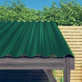 vidaXL Painéis de telhado 12 pcs 60x36 cm aço revestido a pó verde