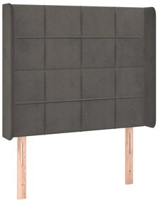 Cabeceira cama c/ luzes LED veludo 83x16x118/128cm cinza-escuro