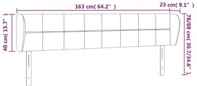 Cabeceira de cama c/ abas tecido 163x23x78/88 cm cinzento-claro