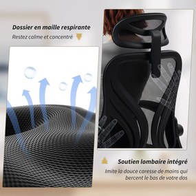 Cadeira de Escritório, 73 x 62 x 136 cm, Encosto Rebatível, Preto