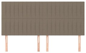 Cabeceira cama 4 pcs tecido 100x5x78/88 cm cinzento-acastanhado