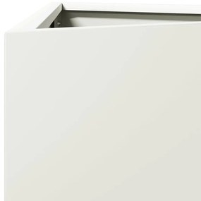 Vaso/floreira de jardim triangular 2 pcs 30x26x75 cm aço branco