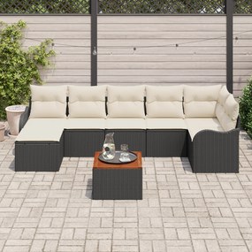 Conjunto de Sofá para Jardim vidaXL com Almofadas Preto Polyrattan Acá