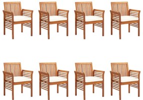 Cadeiras de jantar p/ jardim com almofadões 8 pcs acácia maciça
