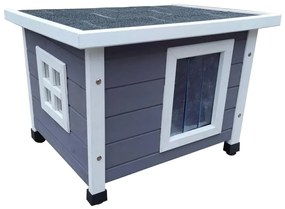 Casa p/ gatos de exterior 57x45x43 cm madeira cinza/branco