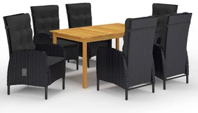 7 pcs conjunto de jantar para jardim preto
