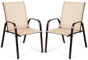 Cadeira de jantar para área externa com 2 peças e apoio de braço - preta