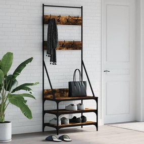 vidaXL Bengaleiro c/ arrumação de calçado 70x40x184 cm carvalho fumado
