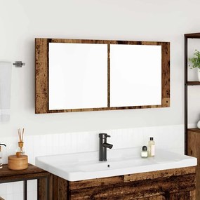 vidaXL Armário de Espelho LED Madeira Velha 100x12x45 cm