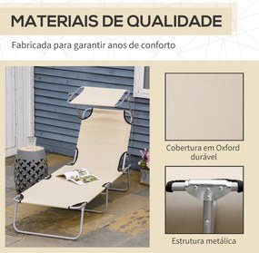 Espreguiçadeira de Jardim Dobrável com Toldo Removível e Ajustável em