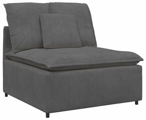 Sofá modular com pufes e almofadas cinzento-escuro