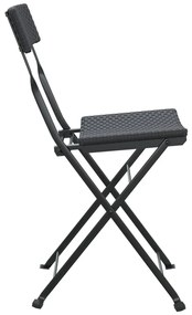 Cadeiras de bistrô dobráveis 2 pcs vime PE e aço preto