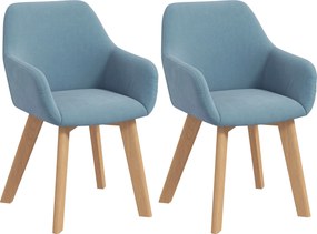 HOMCOM Conjunto de 2 Cadeiras para Mesa de Jantar Modernas Estofadas em Veludo 54x57x80 cm Azul Claro | Aosom Portugal