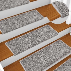 Tapete/carpete para degraus 15 pcs 65x21x4 cm cinzento