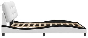 Estrutura cama c/ luzes LED 160x200cm couro artif. branco/preto