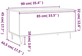 Mesa de centro 90x44,5x45 cm derivados madeira carvalho sonoma