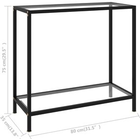 Mesa consola 80x35x75 cm vidro temperado transparente