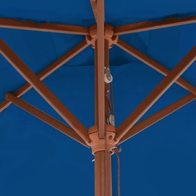 Guarda-sol de exterior c/ mastro de madeira 150x200 cm azul