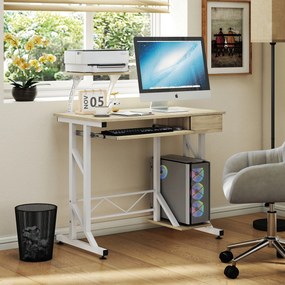 Secretária para Computador com Bandeja para Teclado e Gaveta Mesa de Estudo para Escritório 90x50x100 cm cor Carvalho