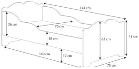 Cama infantil ANNA branca 140x70 - sereia - colchão e estrado incluído