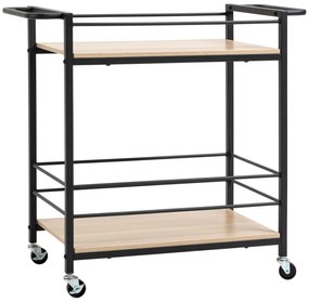 HOMCOM Carrinho de serviço desserte de Cuisine À Roulettes com 2 Prateleiras com Estrutura de Metal e Acabamento Madeira 82x40x75 cm | Aosom Portugal