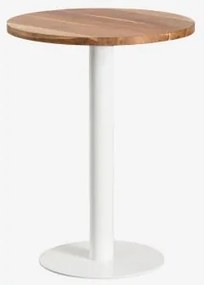 Mesa De Bar Redonda Em Madeira De Acácia Xiren Ø60 Cm & Madeira De Acácia - Branco - Sklum