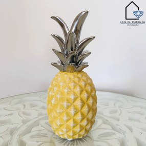 Ananas Amarelo&amp;Prata | Cerâmica | 7.5x7.5x18.5CM