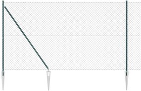 Conjunto de Postes de Cerca Verde 1.5 x 10 m Aço Galvanizado