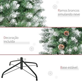 HOMCOM Árvore de Natal Artificial Ø75x180cm com 630 Ramas e 37 Pinhas