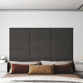 vidaXL Painel de parede 12 pcs 60x30 cmtecido 2,16 m² cor cinza-escuro