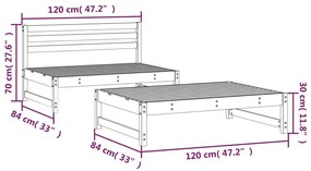 2 pcs conjunto lounge de jardim madeira de pinho maciça