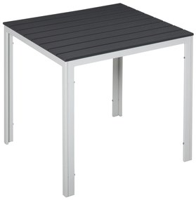 Outsunny Mesa de jardim quadrada com estrutura de metal Mesa de jantar ao ar livre Mesa lateral máx. 50 kg 78x78x74 cm Branco Cinza Escuro