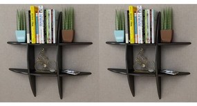 vidaXL Prateleiras de parede 2 pcs preto